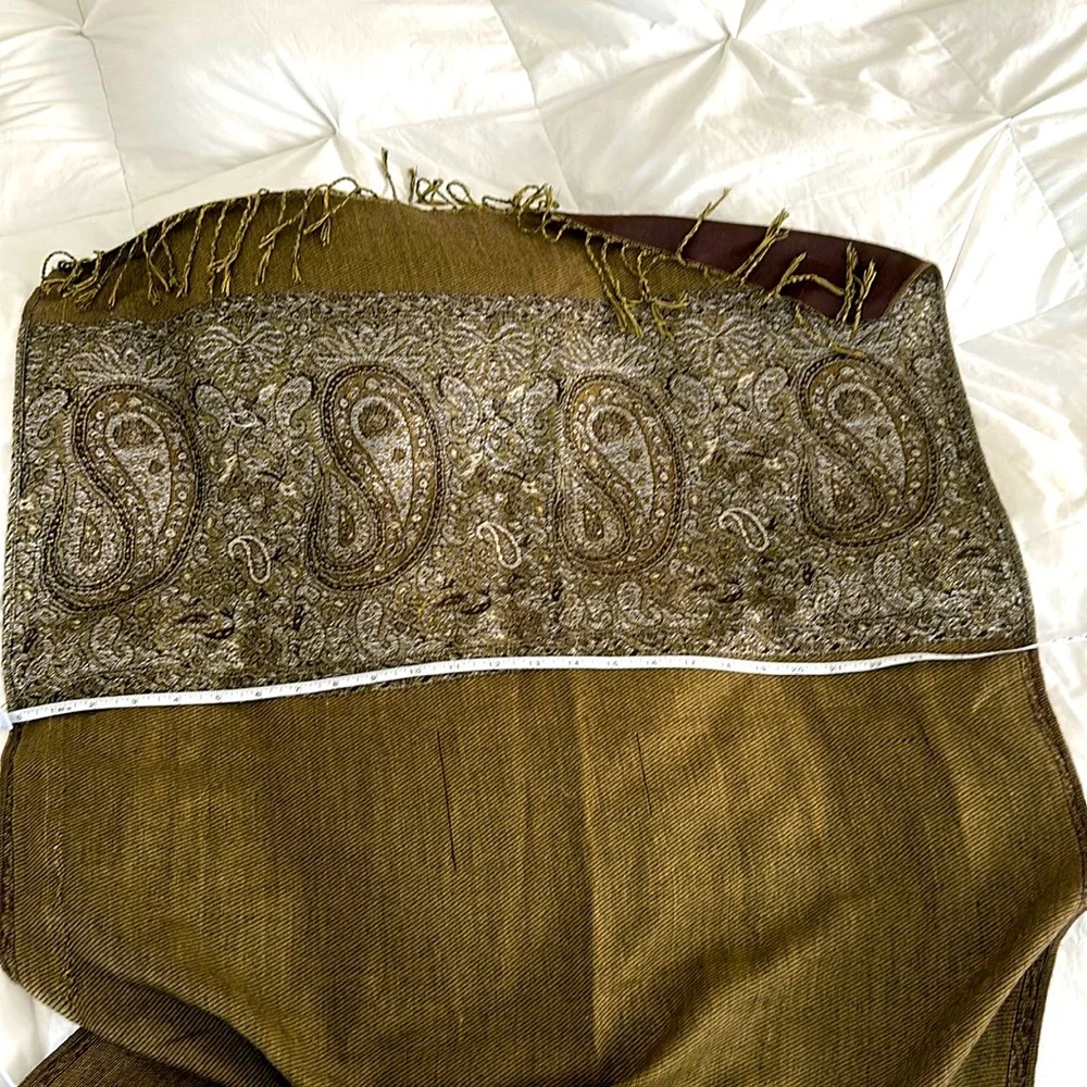 Olive and silver pashmina